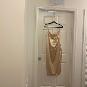 sleeveless spaghetti strap satin -cocktail beach evening party cowl neck dress